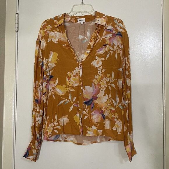 Revolve Song of Style Blouse Mari floral button down yellow blouse size small - Picture 2 of 8